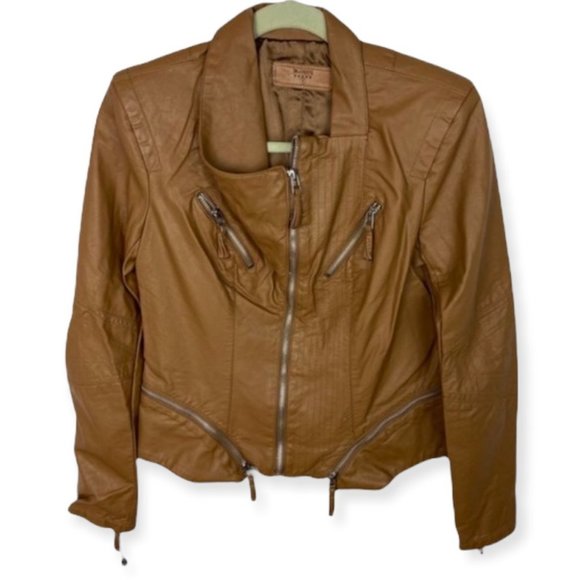 NWT Blank NYC Faux Leather Brown Moto Jacket Zips NEw With Tags Sz Small Medium - Picture 14 of 14